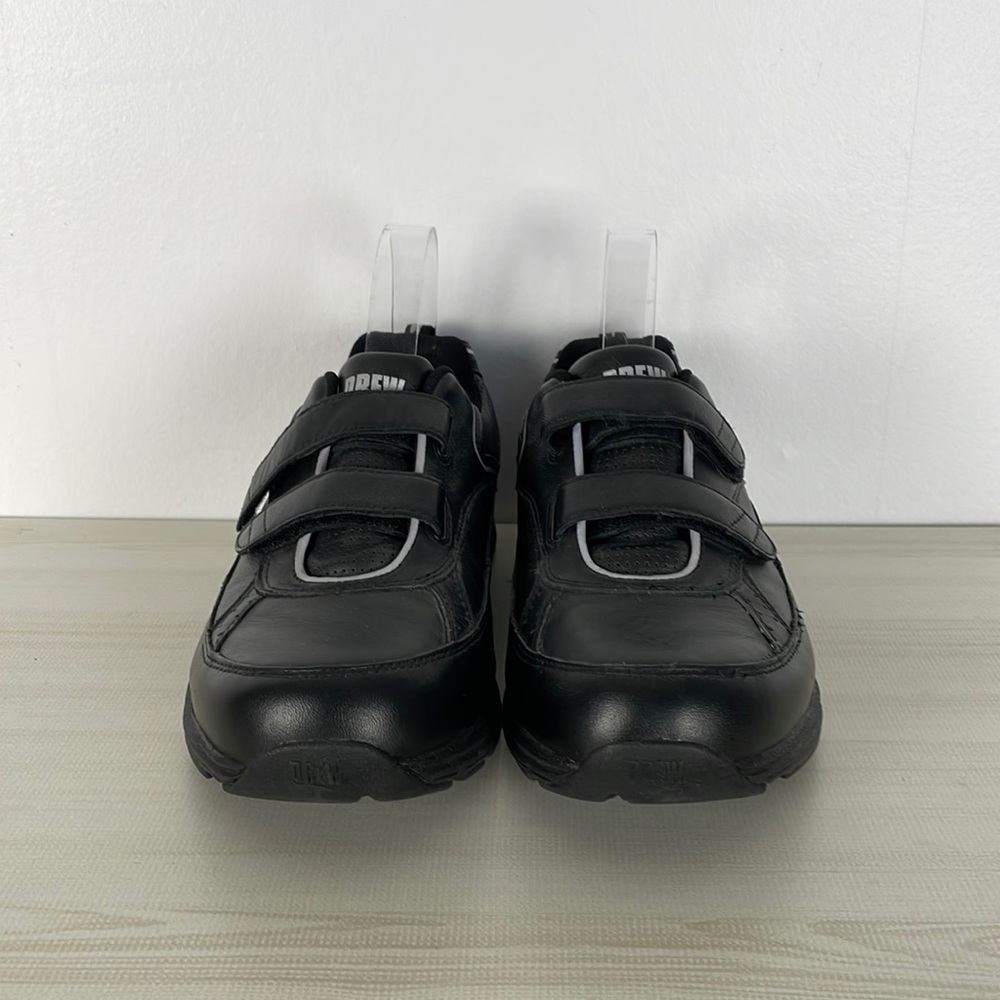 DREW Black Leather Hook-and-Loop Comfort Sneakers